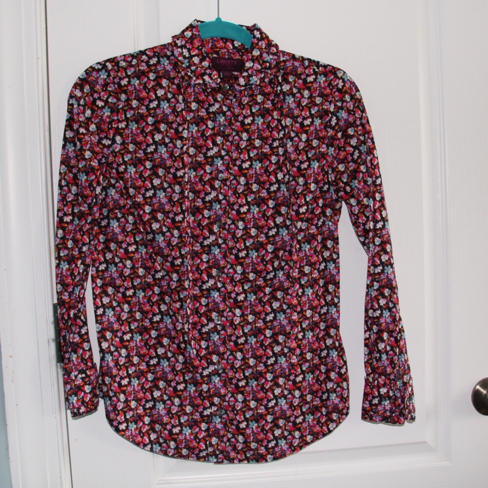 J. Crew Liberty Print Button Up with Necktie